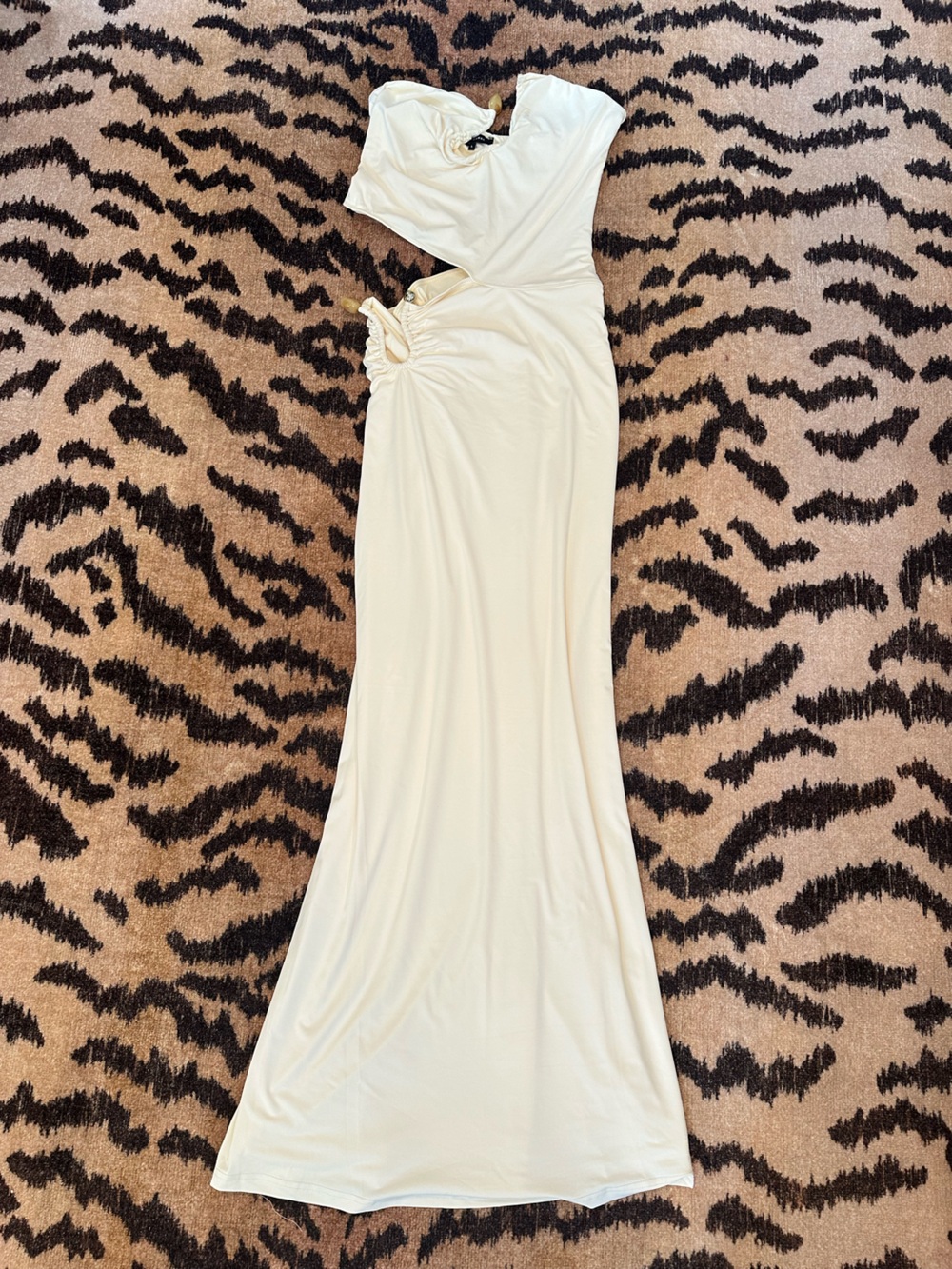 JLUXLABEL Ivory Cutout Maxi Chemise Dress